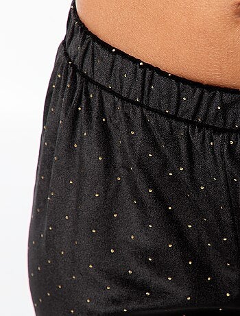 Pyjama long en velours avec motif points dorés - 2 pièces