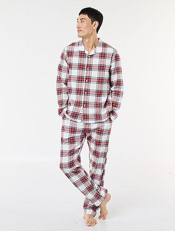 Pyjama long imprimé carreaux - 2 pièces
