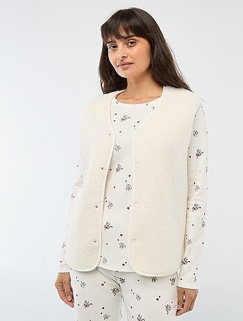 Pyjama long imprimé + gilet sans manches - 3 pièces