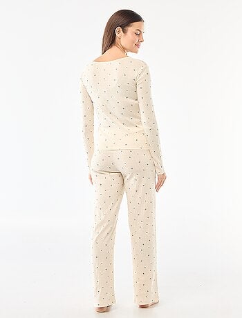 Pyjama long maille pointelle - 2 pièces