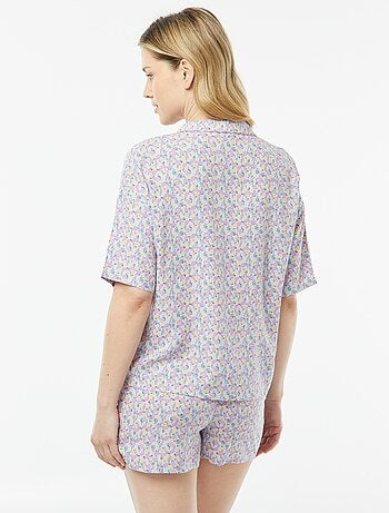 Pyjama short 2 pièces - chemisier + pantalon imprimé