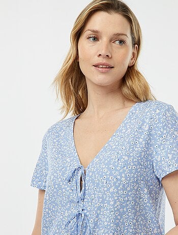 Pyjama short 2 pièces avec tee-shirt noué