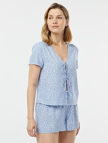 Pyjama short 2 pièces avec tee-shirt noué