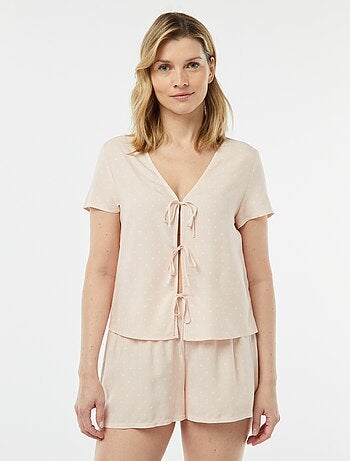 Pyjama short 2 pièces avec tee-shirt noué