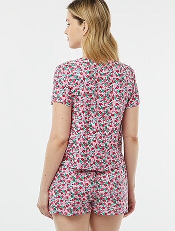 Pyjama short 2 pièces avec tee-shirt noué
