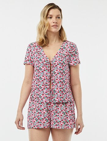 Pyjama short 2 pièces avec tee-shirt noué