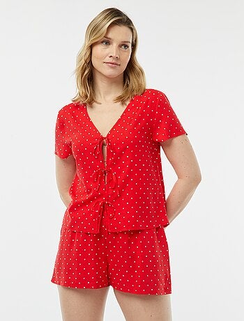 Pyjama short 2 pièces avec tee-shirt noué