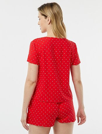 Pyjama short 2 pièces avec tee-shirt noué