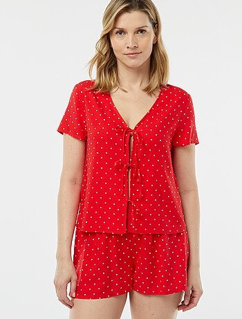Pyjama short 2 pièces avec tee-shirt noué