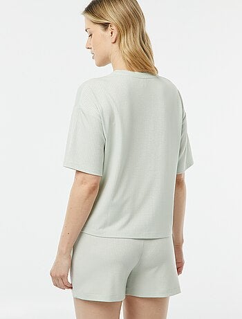 Pyjama short 2 pièces en maille côtelée