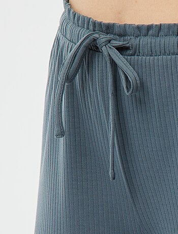 Pyjama short 2 pièces en maille côtelée