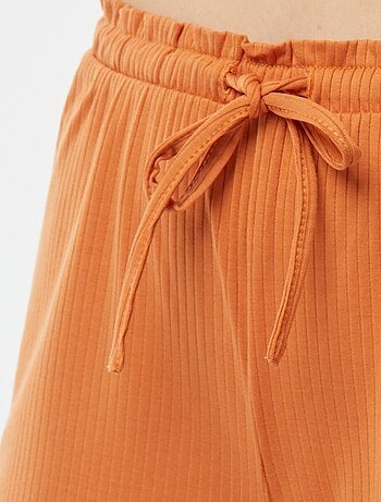 Pyjama short 2 pièces en maille côtelée
