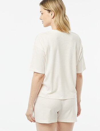 Pyjama short 2 pièces en maille côtelée