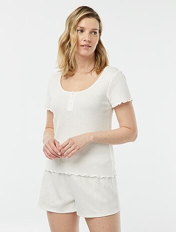 Pyjama short 2 pièces en maille pointelle
