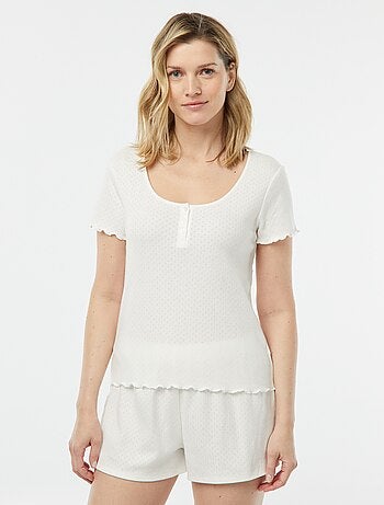 Pyjama short 2 pièces en maille pointelle