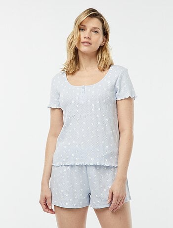 Pyjama short 2 pièces en maille pointelle