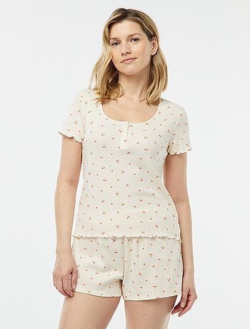 Pyjama short 2 pièces en maille pointelle