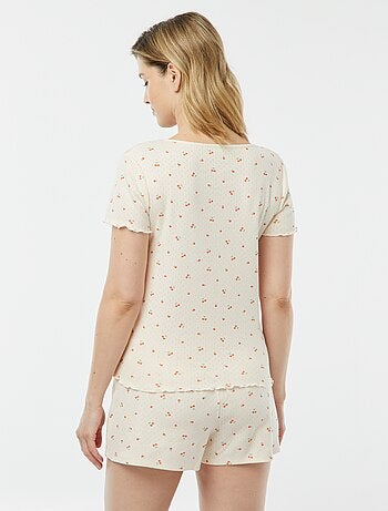 Pyjama short 2 pièces en maille pointelle