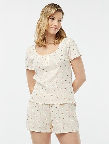 Pyjama short 2 pièces en maille pointelle