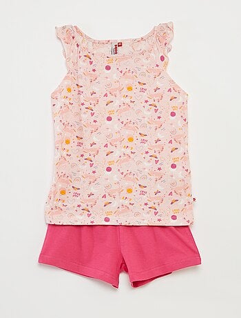 Pyjama t-shirt avec volants + short - 2 pièces