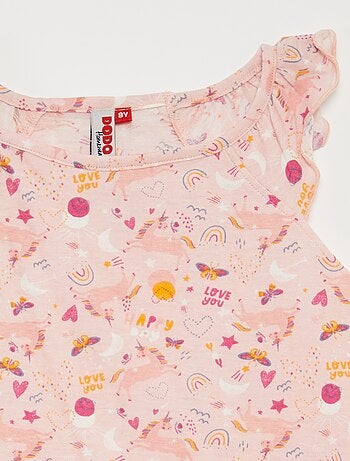Pyjama t-shirt avec volants + short - 2 pièces