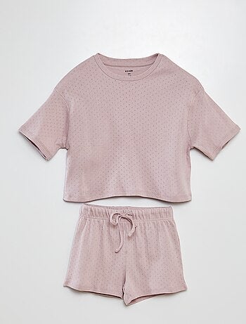 Pyjama t-shirt + short en pointelle