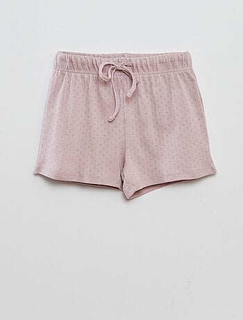 Pyjama t-shirt + short en pointelle