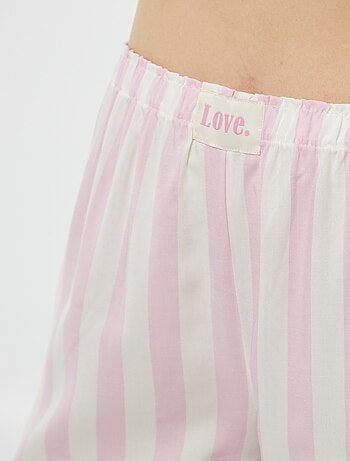 Pyjama tee-shirt à message + short rayé - 2 pièces