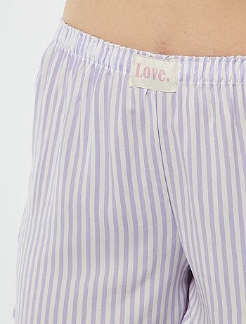 Pyjama tee-shirt à message + short rayé - 2 pièces