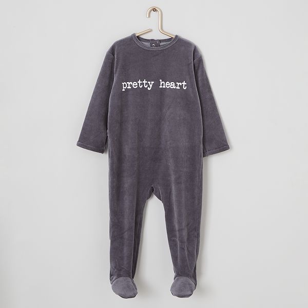 Pyjama Velours Bebe Fille Gris Pretty Kiabi 4 00