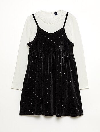 Robe 2 en 1 en velours avec strass
