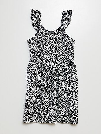 Robe à bretelles volantées à motif