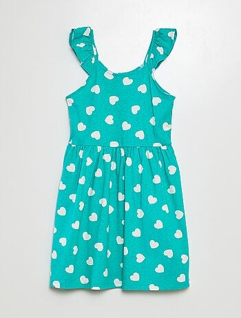 Robe à bretelles volantées à motif