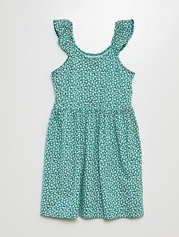 Robe à bretelles volantées à motif