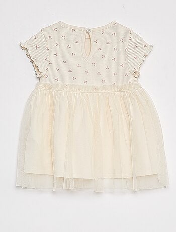 Robe à manches courtes avec bas en tulle