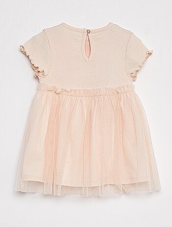 Robe à manches courtes avec bas en tulle