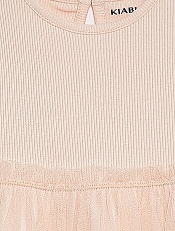 Robe à manches courtes avec bas en tulle