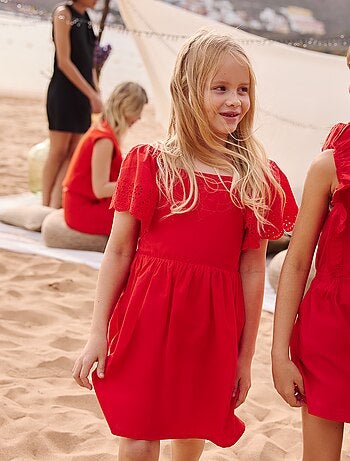 Robe à manches courtes avec broderies anglaises