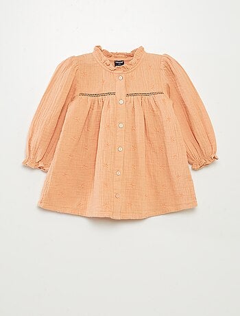 Robe à manches longues en gaze de coton