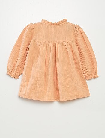 Robe à manches longues en gaze de coton