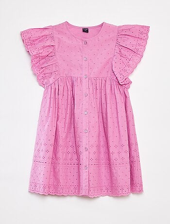 Robe avec broderies all over et volants aux emmanchures