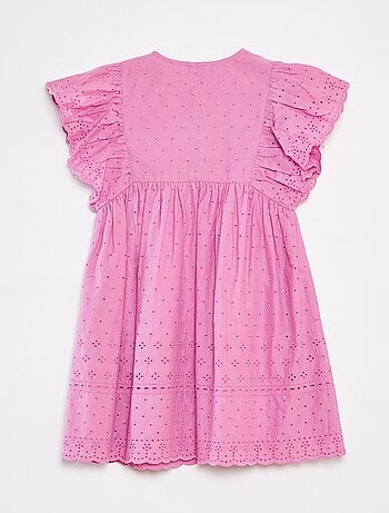 Robe avec broderies all over et volants aux emmanchures