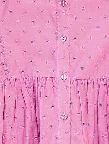 Robe avec broderies all over et volants aux emmanchures