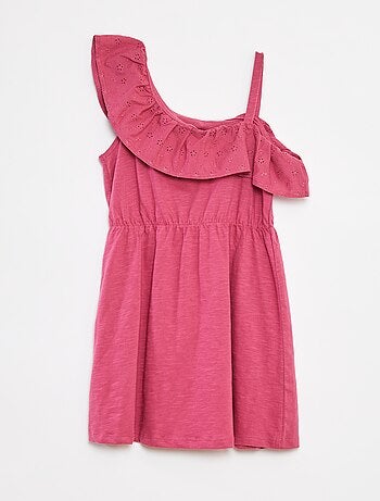 Robe avec épaule dénudée et broderies anglaises