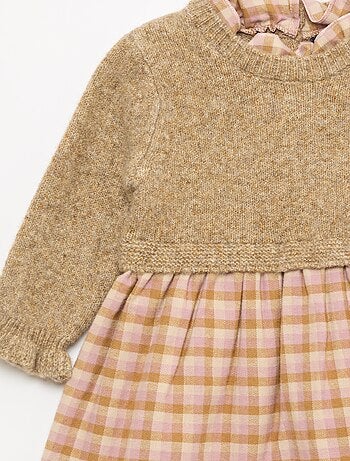 Robe bi matière 2 en 1 en tricot et flanelle