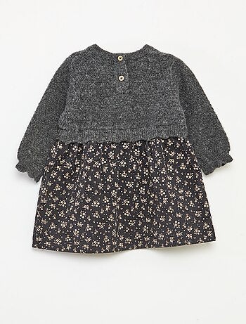 Robe bi matière 2 en 1 en velours tricot