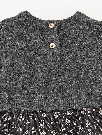 Robe bi matière 2 en 1 en velours tricot