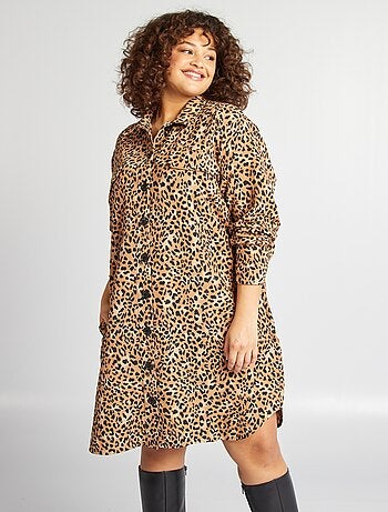 Robe chemise à motif léopard