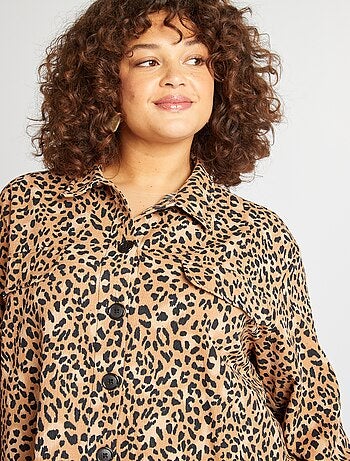 Robe chemise à motif léopard