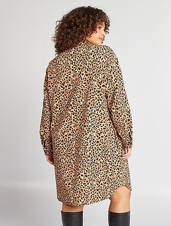 Robe chemise à motif léopard